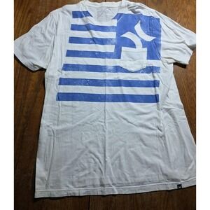 Hurley T-shirt Mens Large White Summit Logo Classic Fit Y2k‎ Vtg Striped Pocket